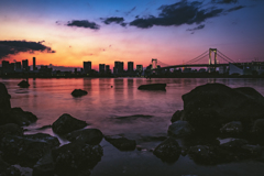 お台場　夕陽　夜景