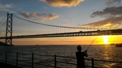 明石大橋　夕焼け