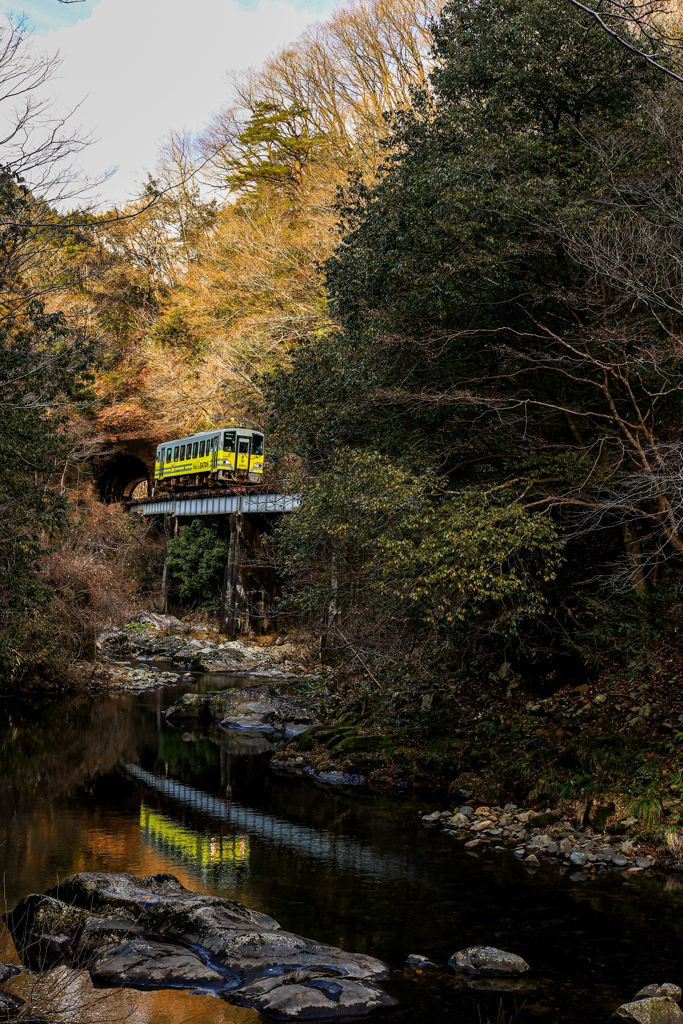 山と川と鉄橋と黄色