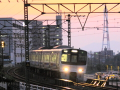 鹿児島本線（黒崎駅→八幡駅）夕暮れ