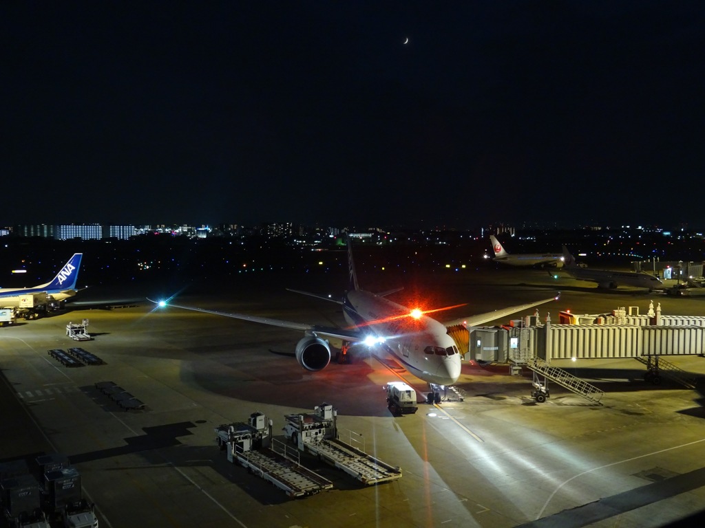駐機中にライトon　衝突防止灯もon
