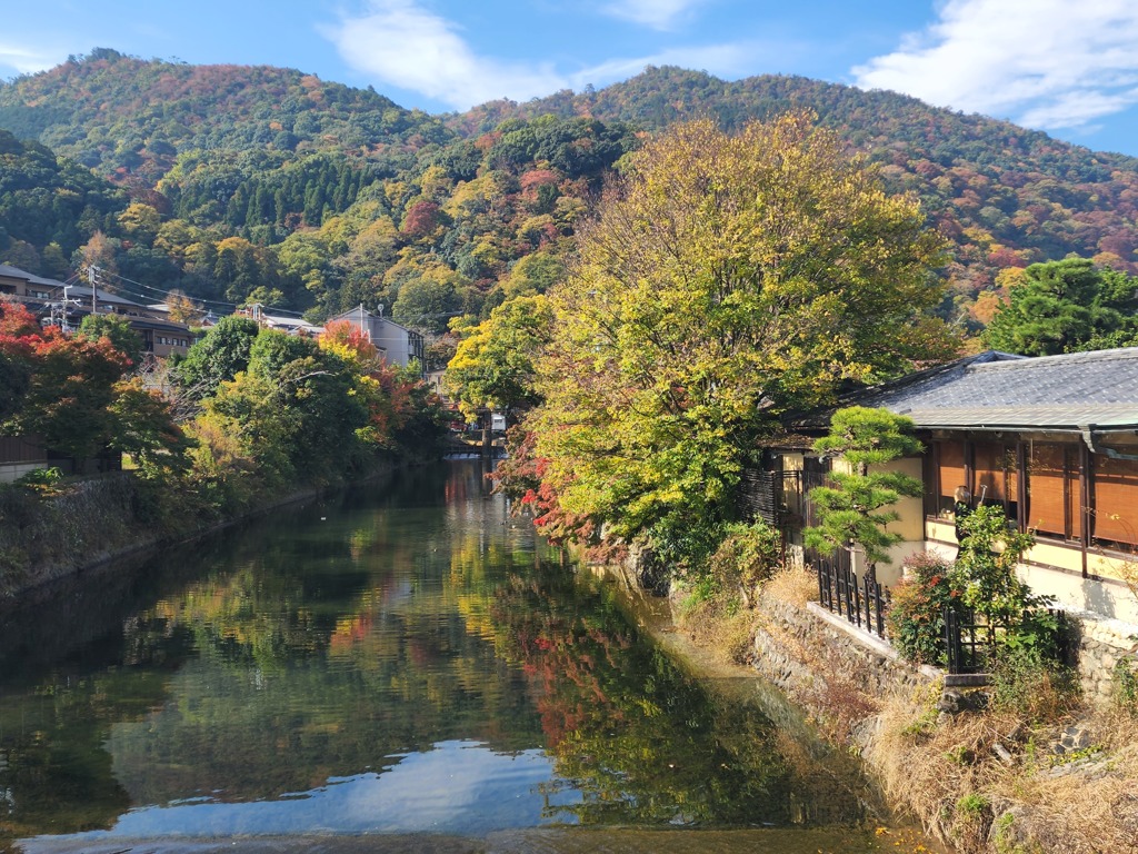 京都嵐山　渡月小橋より撮影　水面反射