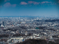 高尾山展望台から東京都心を眺める
