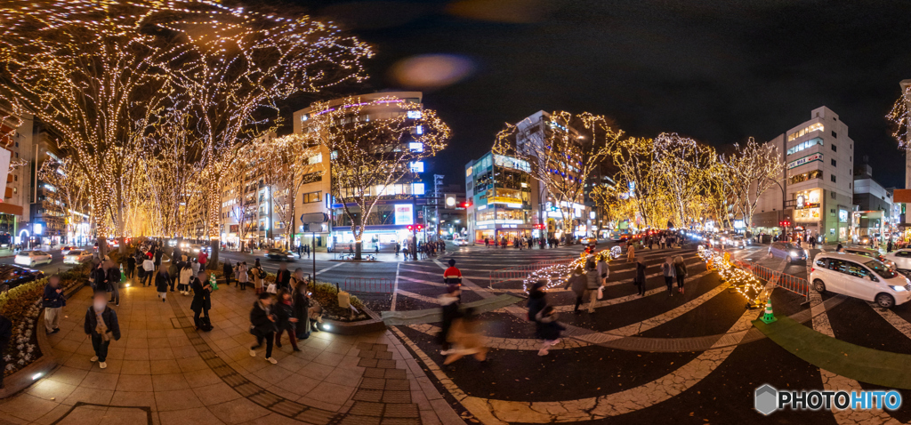イルミネーション（360°画像からの切り出しパノラマ）