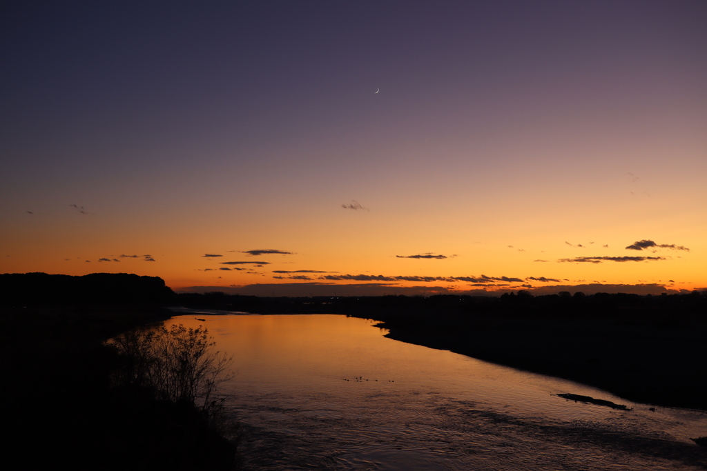 鬼怒川と夕焼け