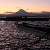 夕活　片瀬漁港　富士山