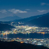 高ボッチからの富士山と諏訪の夜景