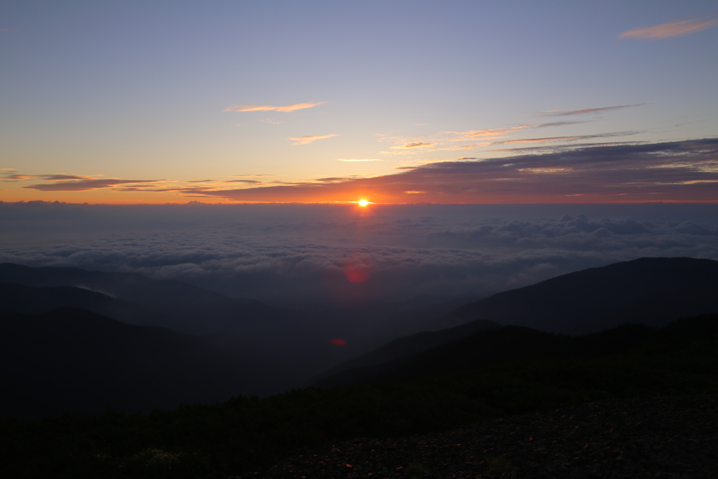 蝶ヶ岳登山からのご来光