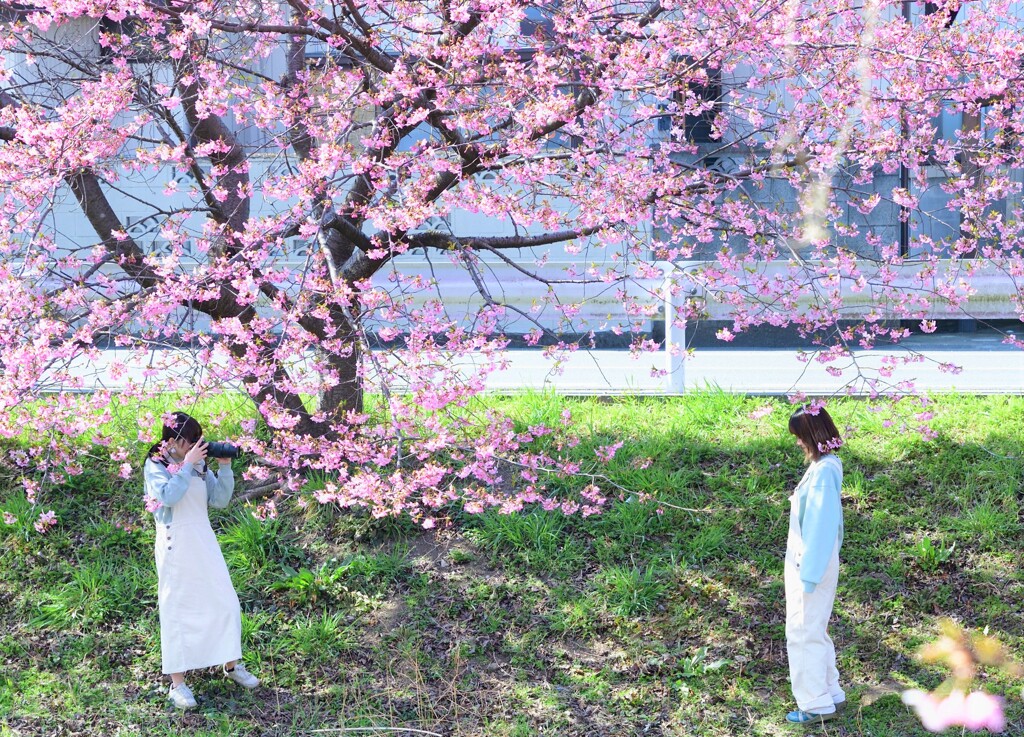 ペアルック風女子