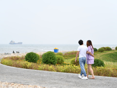浜辺にて