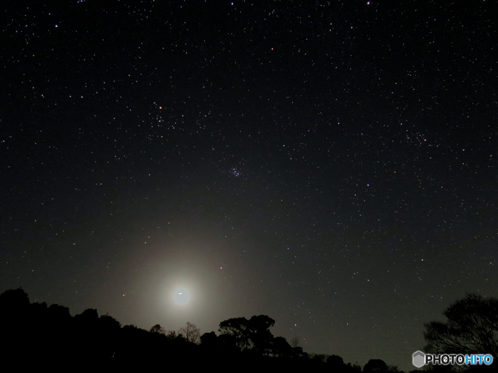 月とミラと火星、それに昴