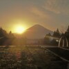 夕日が沈む富士