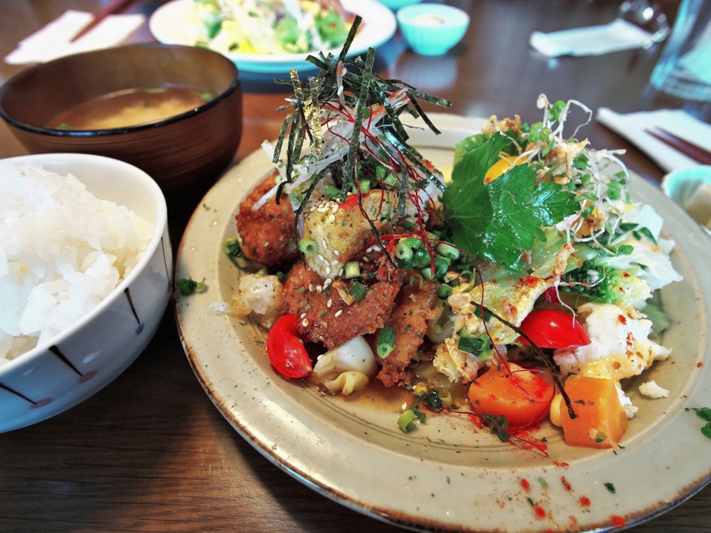 Bセット　ポークヒレカツと若鶏のうま煮