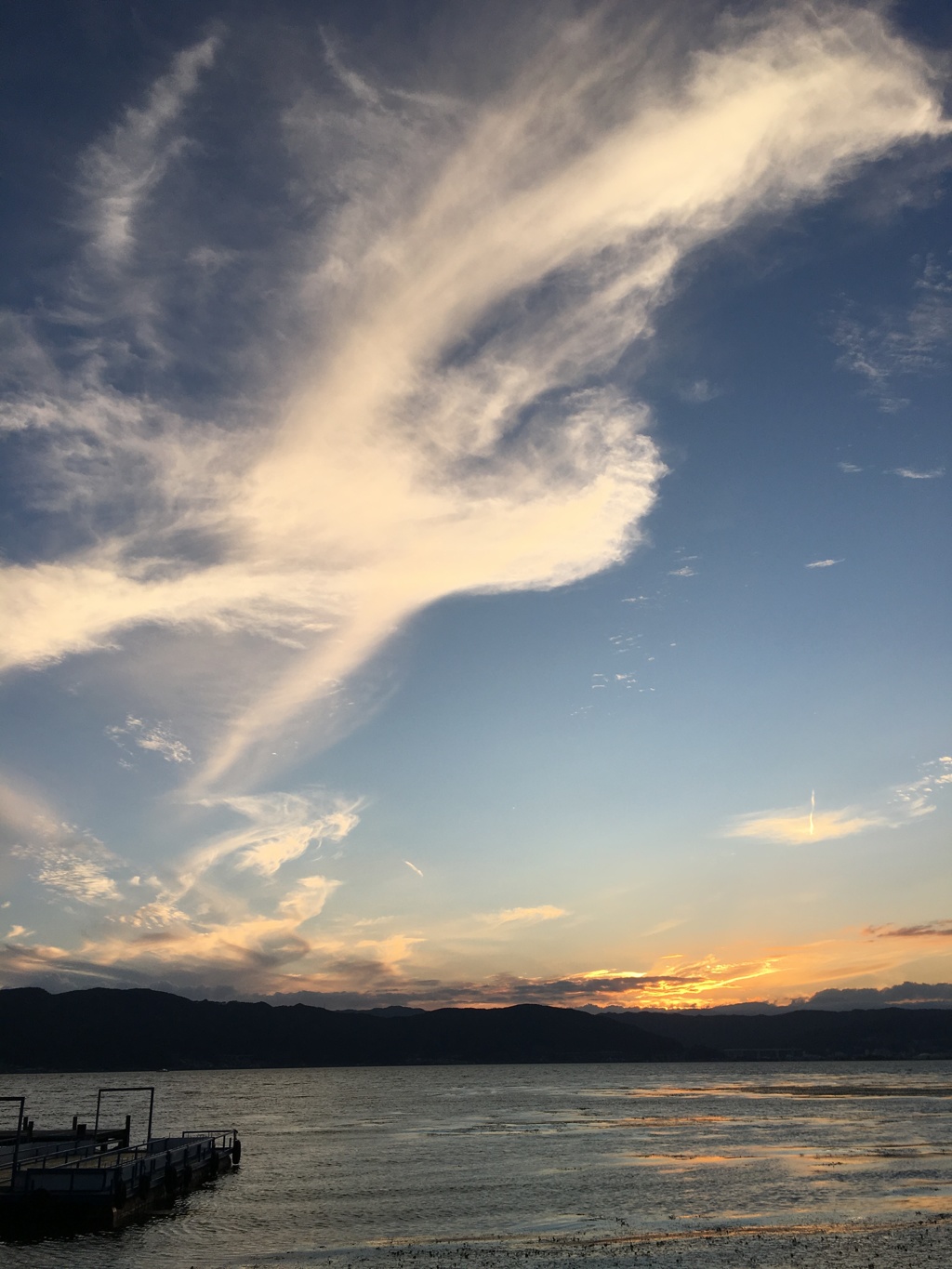 諏訪湖の日没