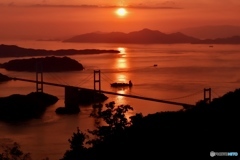 船と夕焼け