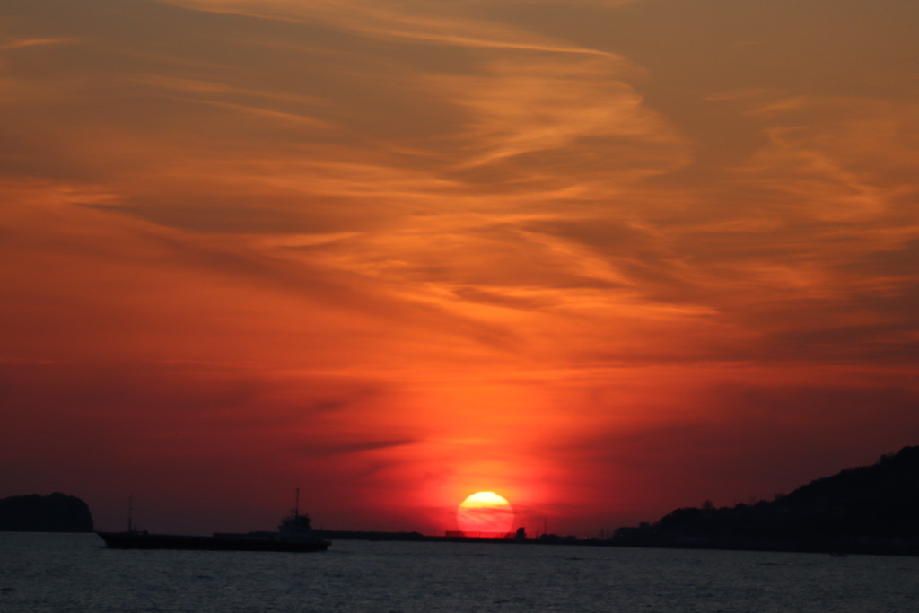 志賀島から見た夕陽