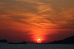 志賀島から見た夕陽