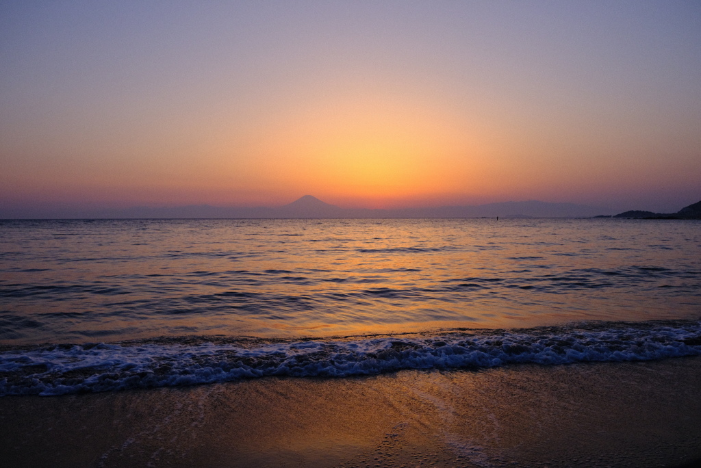 富士山　夕日