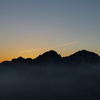 北アルプス　夕陽
