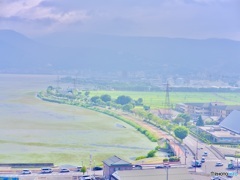 朝の諏訪湖