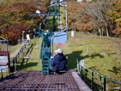 紅葉の中をシングルリフトで行く！