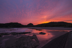 夕焼けの海岸