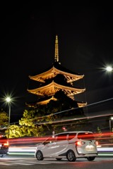 東寺と光のあと