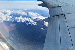 機内から眺める富士山