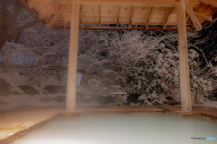 中禅寺湖畔で雪見露天風呂