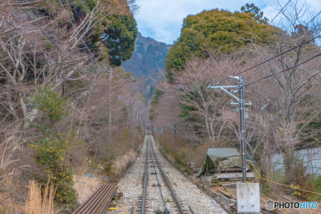 筑波山ケーブルカーの線路