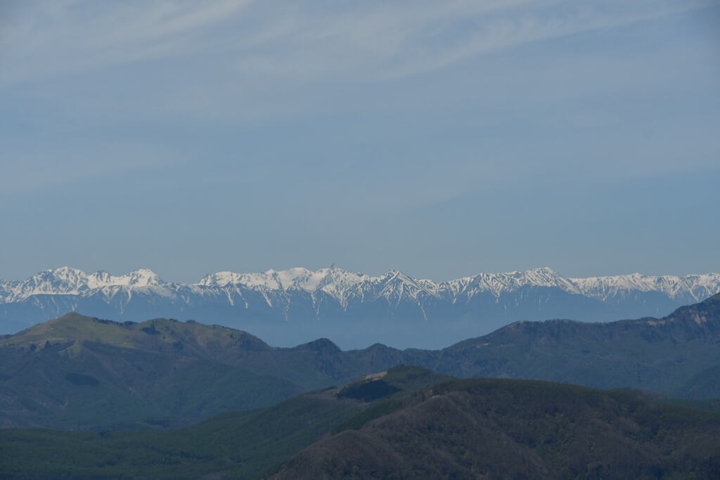 蓼科山より望む穂高連峰～槍ケ岳