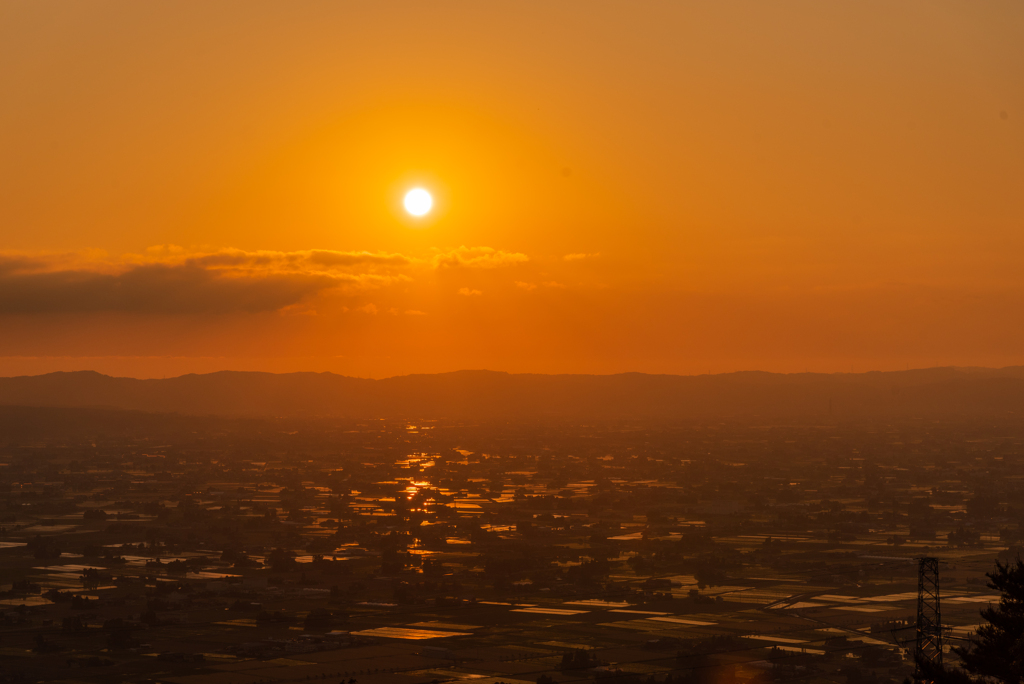 散居村の夕焼け