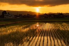 悪天候からの夕焼け