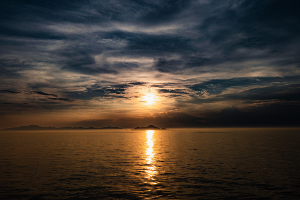 フェリーからの夕日①