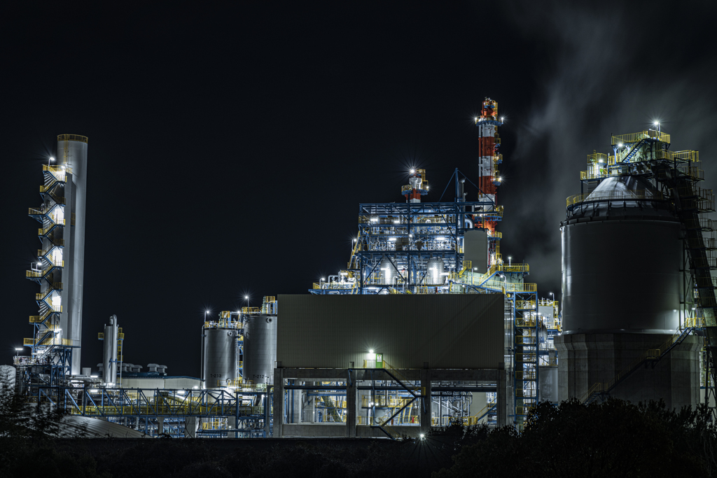 工場夜景。