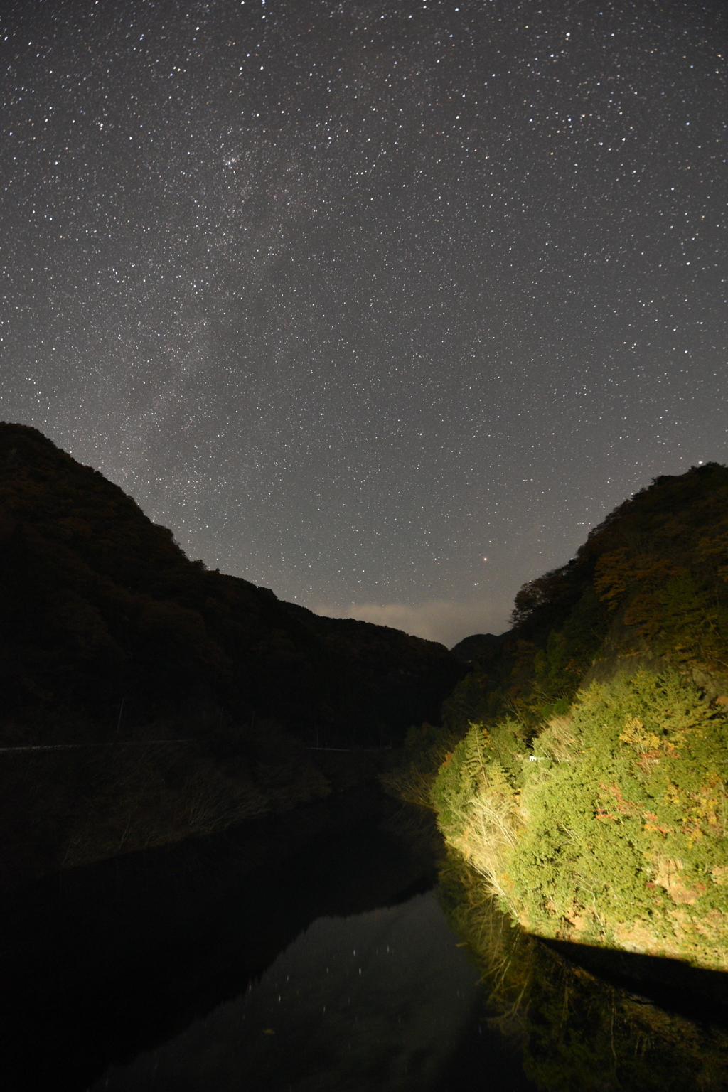 富栖湖と星。