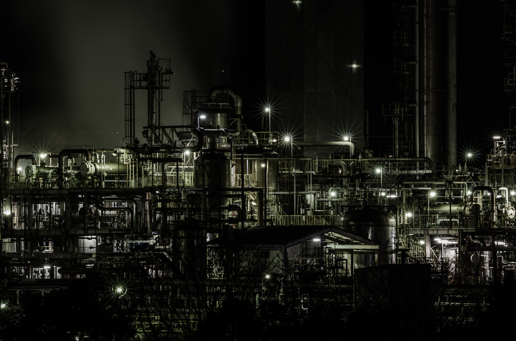 工場夜景。