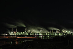 工場夜景。