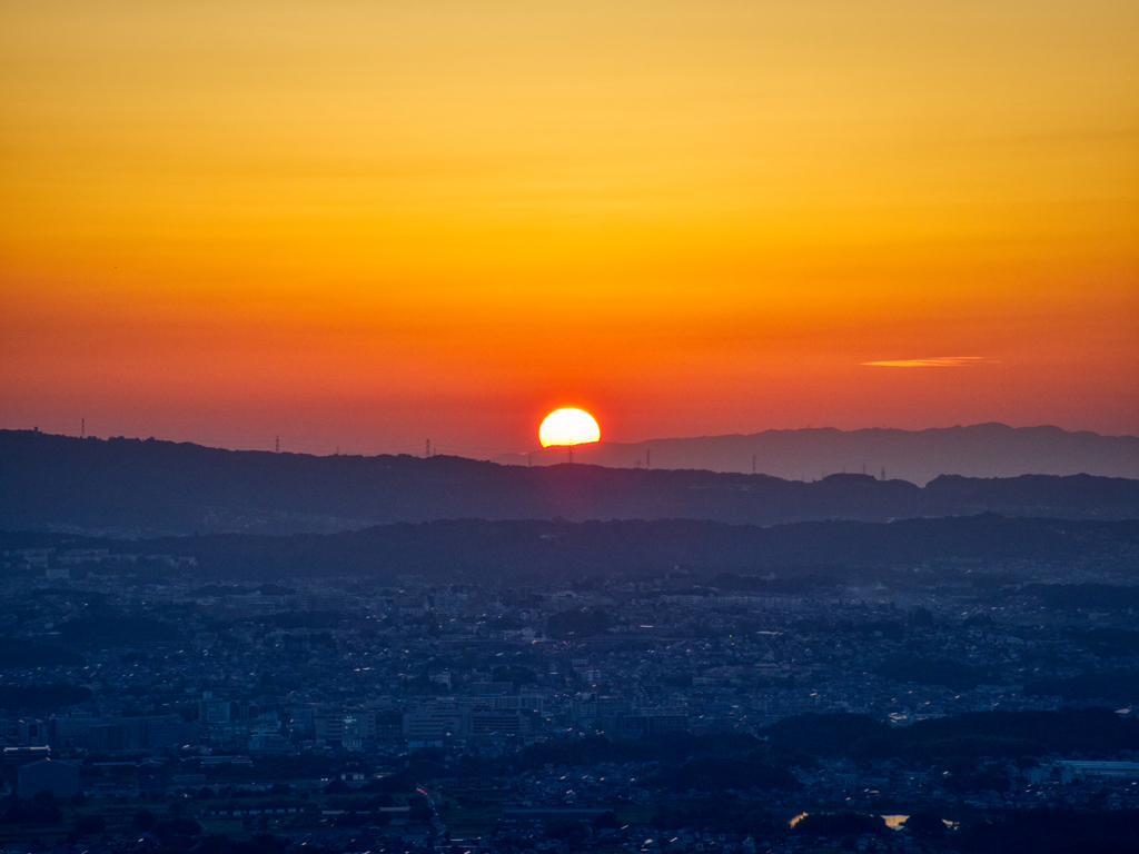 若草山からの夕日
