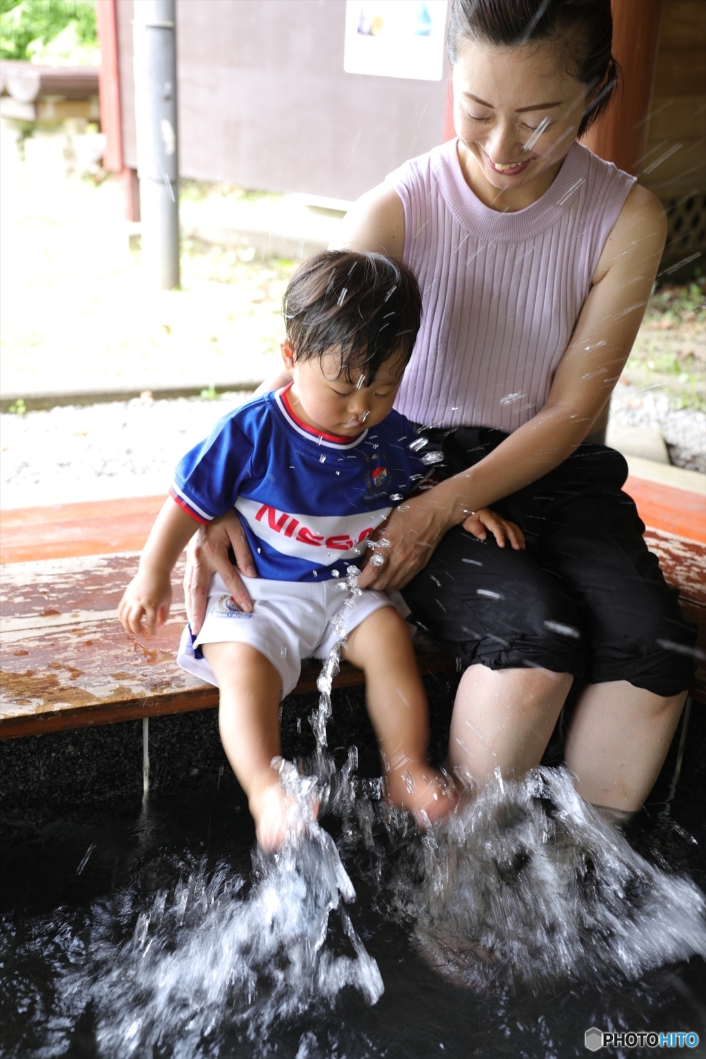 初めての足湯