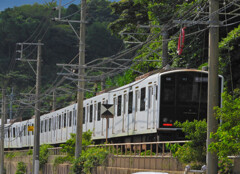 背後を通り過ぎた電車