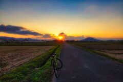 ロードと夕焼け