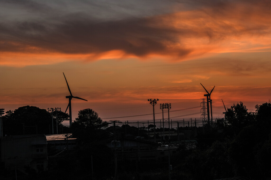 プロペラと夕景