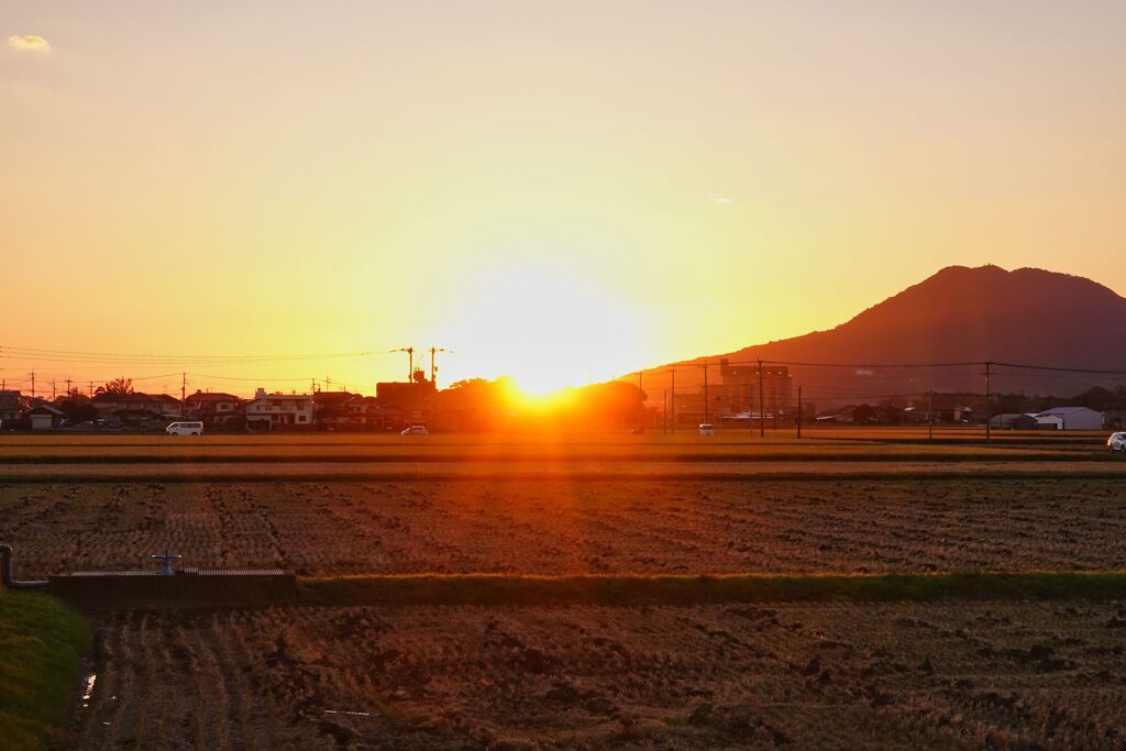 田舎の夕陽
