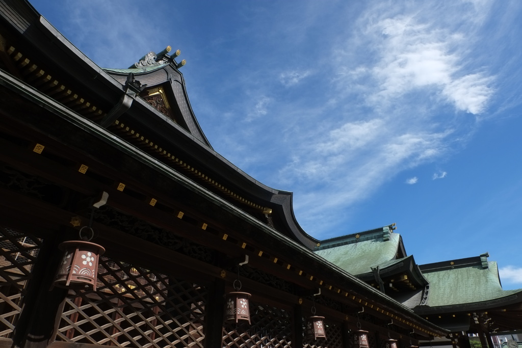 青い屋根、青い空