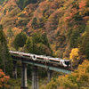 紅葉と第13益田川橋梁