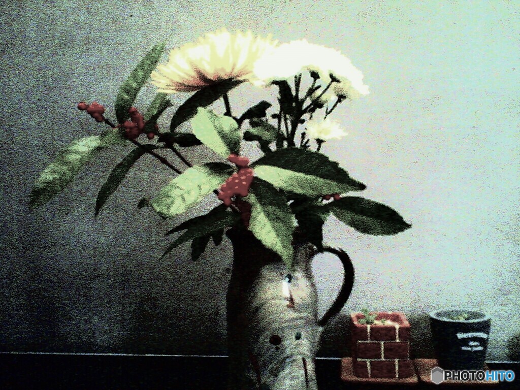 トイデジで　玄関の花