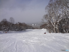 初滑りで新雪