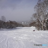 初滑りで新雪
