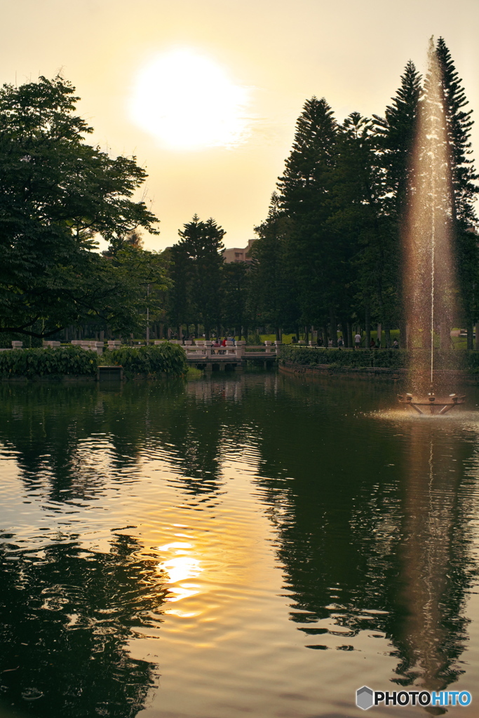 台北下町散策―青年公園の夕日01